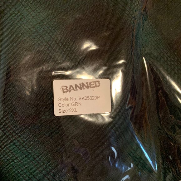 NWT Banned Apparel Sweet Check Swing Skirt in Green Plaid with Pockets - Picture 13 of 15